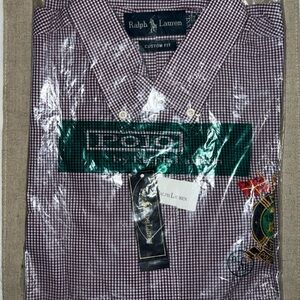 Ralph Lauren Men's Purple Plaid Button Down Long Sleeve Shirt